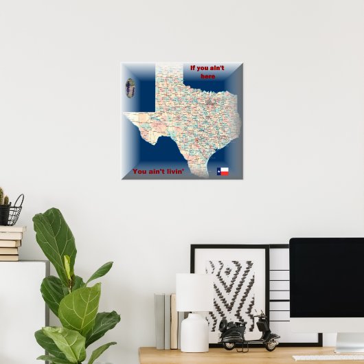 texas-road-map poster (Thuiskantoor)