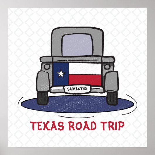 Texas Road Trip State Flag Truck Poster (Voorkant)