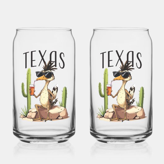 Texas Roadrunner met een drankje Blikvorm Glas (Voorkant)