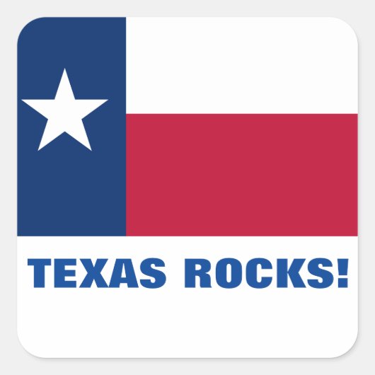 TEXAS ROCKS! VIERKANTE STICKER (Voorkant)
