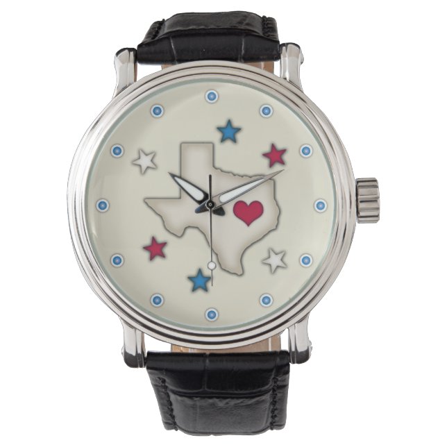 Texas Rode Hart Horloge (Voorkant)