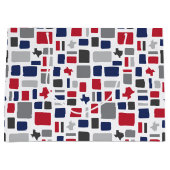 Texas Rood & Blauw Wonky Vierkanten & Rechthoeken  Groot Cadeauzakje (Voorkant)
