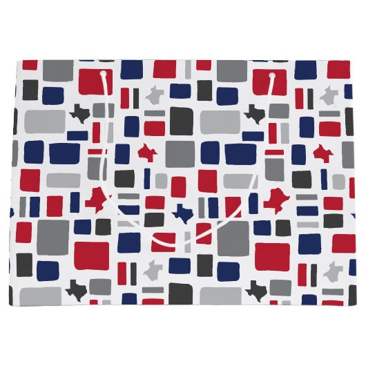 Texas Rood & Blauw Wonky Vierkanten & Rechthoeken  Groot Cadeauzakje (Voorkant)