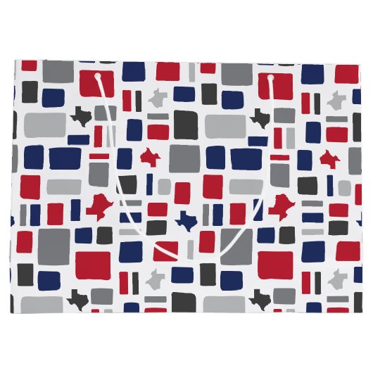 Texas Rood & Blauw Wonky Vierkanten & Rechthoeken  Groot Cadeauzakje (Achterkant)