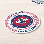 Texas Rood Wit Blauw Typografie Ronde Kartonnen Onderzetter (Gebogen)