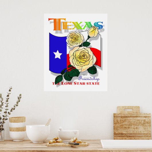 Texas roos-superposter poster (Keuken)