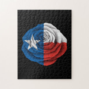 Texas Roos vlag op zwart Legpuzzel