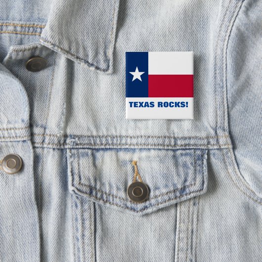 TEXAS ROTSEN! VIERKANTE BUTTON 5,1 CM (In situ)