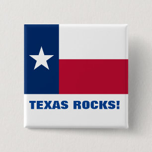 TEXAS ROTSEN! VIERKANTE BUTTON 5,1 CM