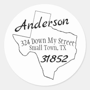 Texas Round Address Ronde Sticker