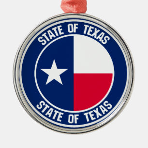 Texas Round Emblem Metalen Ornament