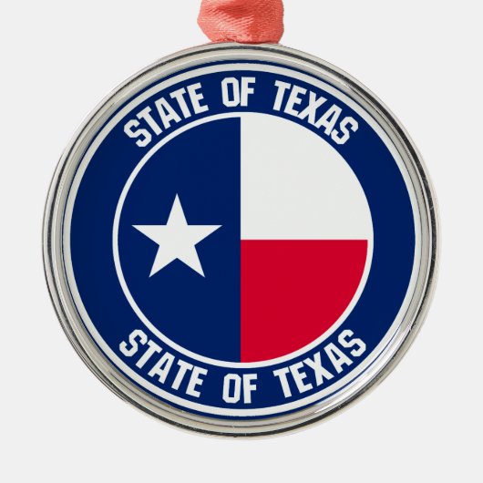 Texas Round Emblem Metalen Ornament (Voorkant)