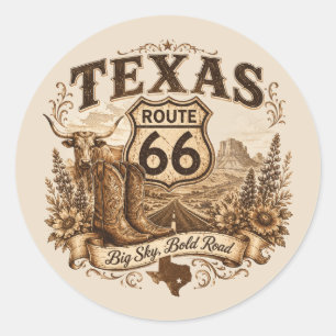 Texas Route 66 Big Sky Road Trip Sticker