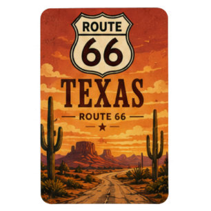 Texas Route 66 Cactus Sunset Road Art Magneet