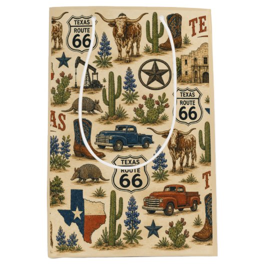 Texas Route 66 cadeau Rodeo Medium Cadeauzakje (Voorkant)