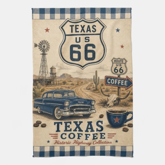 Texas Route 66 Coffee Ranch Americana Theedoek (Verticaal)