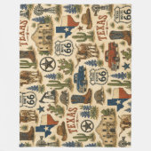 Texas Route 66 Cozy Ranch Trail Fleece Deken (Voorkant)