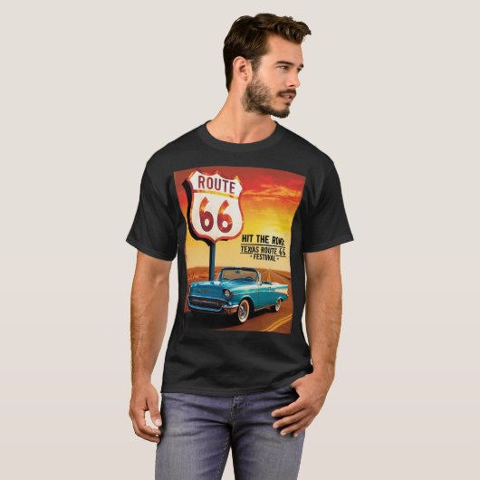 Texas Route 66 Festival – T-shirt (Voorkant volledig)