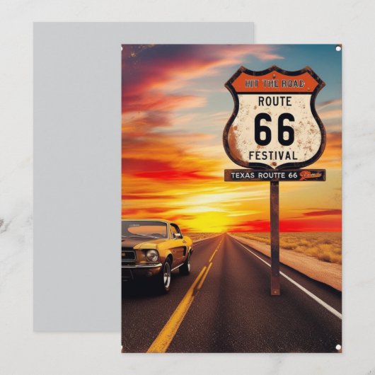 Texas Route 66 festival uitnodiging (Voorkant / Achterkant)