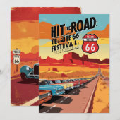 texas route 66 FESTIVAL UITNODIGING KAART (Voorkant / Achterkant)