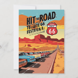 texas route 66 FESTIVAL UITNODIGING KAART
