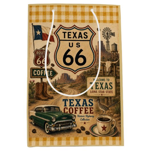 Texas Route 66 Lone Star Gift Road Medium Cadeauzakje (Voorkant)