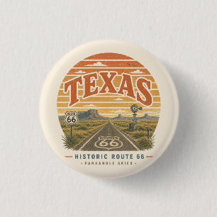 Texas Route 66 Panhandle Desert Highway Kunst Ronde Button 3,2 Cm