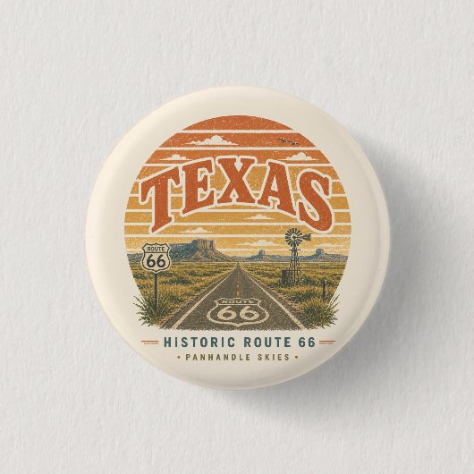 Texas Route 66 Panhandle Desert Highway Kunst Ronde Button 3,2 Cm (Voorkant)