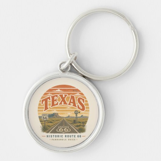 Texas Route 66 Panhandle Roadtrip Aandenken Sleutelhanger (Voorkant)