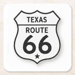 Texas Route 66 Retro White Shield Onderzetter