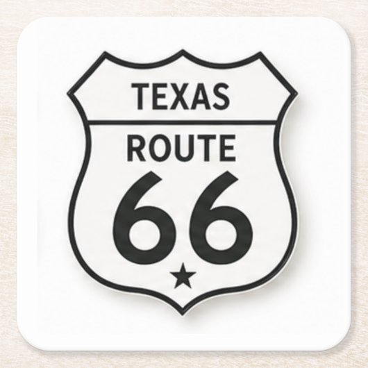 Texas Route 66 Retro White Shield Onderzetter (Voorkant)