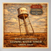 Texas Route 66 Scheve Toren Poster (Voorkant)