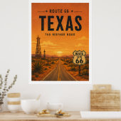 Texas Route 66 Sunset Highway Vintage Kunst Poster (Keuken)