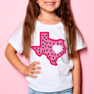 Texas roze Watermeloen Kaart ontwerp T-shirt