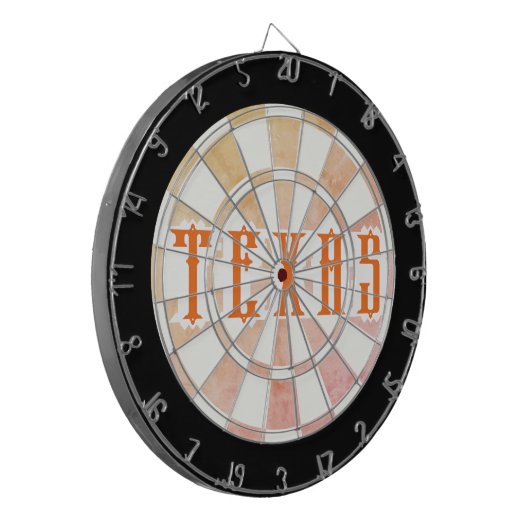TEXAS  rustieke stijl Oranje tekst Dartbord (Voorkant Links)