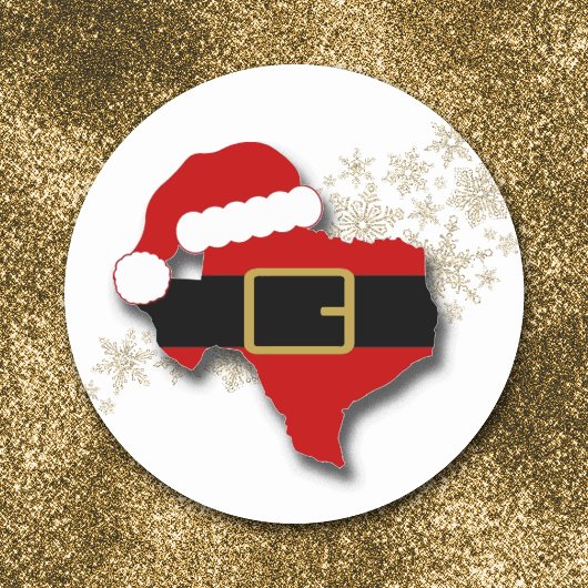 Texas Santa Belt en gouden sneeuwvlokken Ronde Sticker
