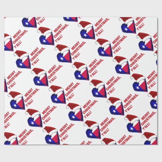 Texas Santa - Vrolijke Kerstmis Y'all! Cadeaupapier (Vlak)