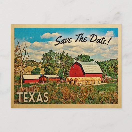 Texas Save the Date Boerderij Barn Rustic Aankondigingskaart (Voorkant)