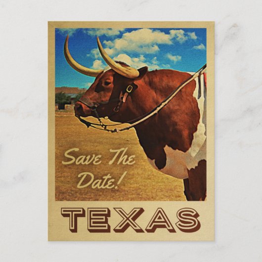 Texas Save the Date Country Western Aankondigingskaart (Voorkant)
