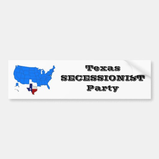 Texas SECESSIONISTE Partij Bumpersticker (Voorkant)