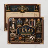 Texas Shadow Box 3D Figuur Staat Briefkaart (Voorkant / Achterkant)