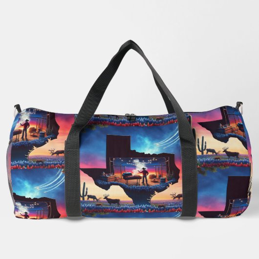 Texas Shape BBQ Pit Cowboy Herten Sunset Plunjezak (Achterkant)