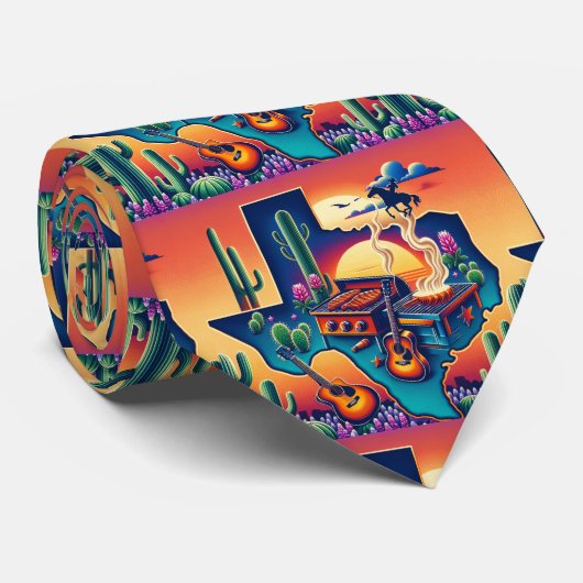 Texas Shape BBQ Pit Gitaren en Sunset Stropdas (Opgerold)