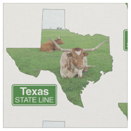 Texas Shape met Longhorn Steer State Line Sign 4 Stof