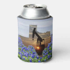 Texas Shape Oil Pump Jack bij Sunset Bluebonnets Blikjeskoeler