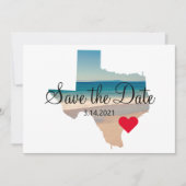 Texas Shape Photo Heart op bestemming Save The Date (Voorkant)