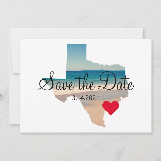 Texas Shape Photo Heart op bestemming Save The Date (Voorkant)