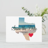 Texas Shape Photo Heart op bestemming Save The Date (Staand voorkant)