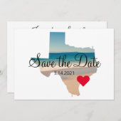 Texas Shape Photo Heart op bestemming Save The Date (Voorkant / Achterkant)