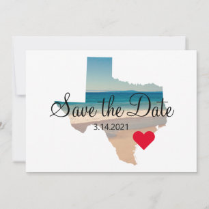 Texas Shape Photo Heart op bestemming Save The Date